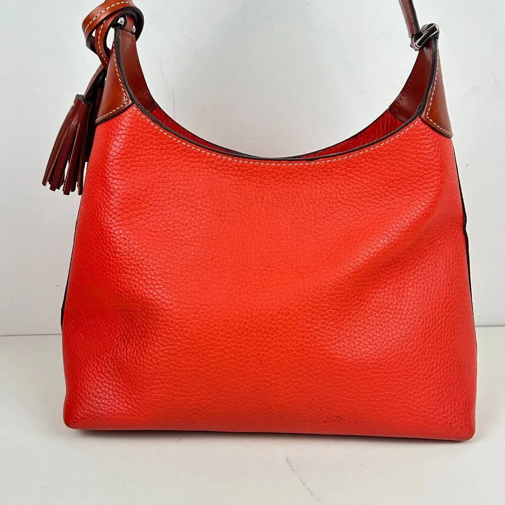 Dooney & Bourke Cambridge Hobo Pebble Leather Persimmon Orange Purse